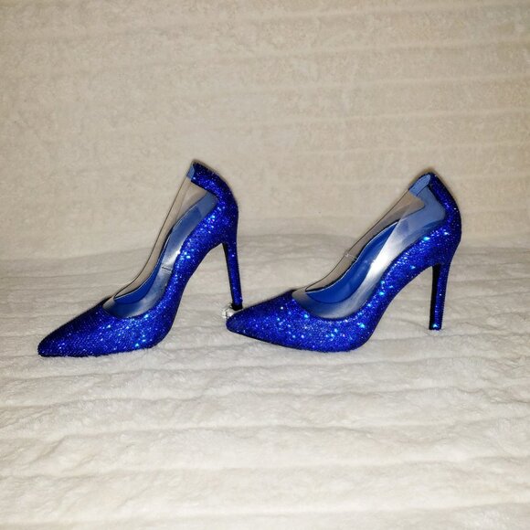 Cape Robbin Shoes - Size 5.5 and &.7.5 Only Left Blue Rhinestone High Heel Illusion Pump Shoe